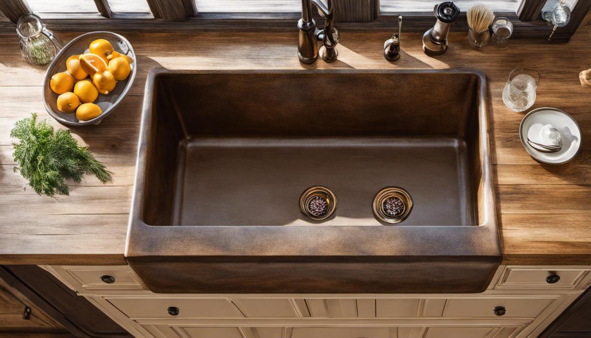 An image of a farmhouse sink in a rustic kitchen, enhancing the charm of the space.