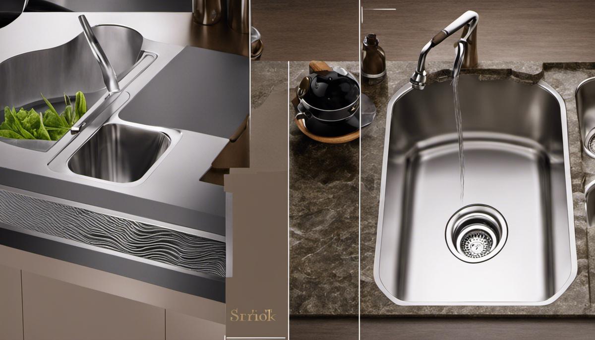 Illustration of different types of bar sinks and their installation process.