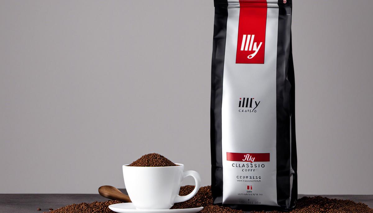 A bag of Illy Classico Espresso Ground Coffee, showcasing the smooth and rich flavor it delivers.